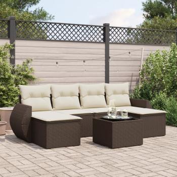 ARDEBO.de - 7-tlg. Garten-Sofagarnitur mit Kissen Braun Poly Rattan