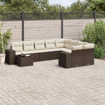 ARDEBO.de - 10-tlg. Garten-Sofagarnitur mit Kissen Braun Poly Rattan