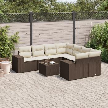 ARDEBO.de - 9-tlg. Garten-Sofagarnitur mit Kissen Braun Poly Rattan