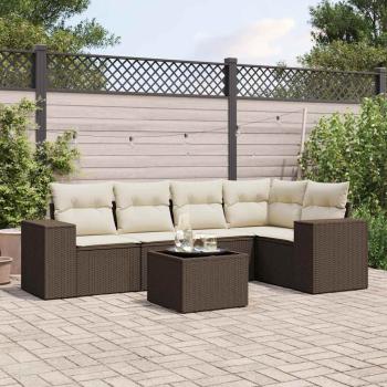 ARDEBO.de - 6-tlg. Garten-Sofagarnitur mit Kissen Braun Poly Rattan