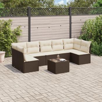 ARDEBO.de - 8-tlg. Garten-Sofagarnitur mit Kissen Braun Poly Rattan