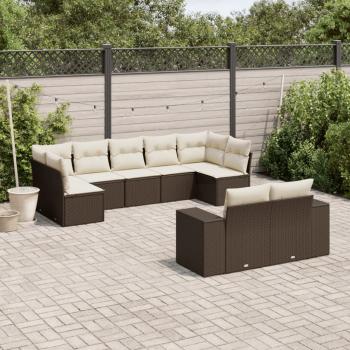 ARDEBO.de - 9-tlg. Garten-Sofagarnitur mit Kissen Braun Poly Rattan