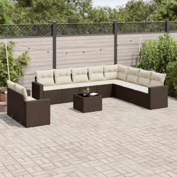 ARDEBO.de - 11-tlg. Garten-Sofagarnitur mit Kissen Braun Poly Rattan