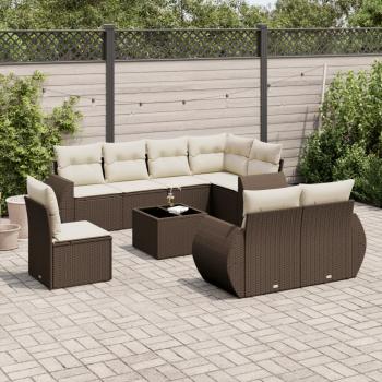ARDEBO.de - 9-tlg. Garten-Sofagarnitur mit Kissen Braun Poly Rattan