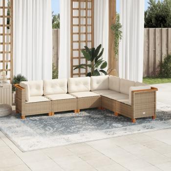ARDEBO.de - 6-tlg. Garten-Sofagarnitur mit Kissen Beige Poly Rattan