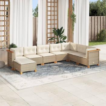 ARDEBO.de - 8-tlg. Garten-Sofagarnitur mit Kissen Beige Poly Rattan