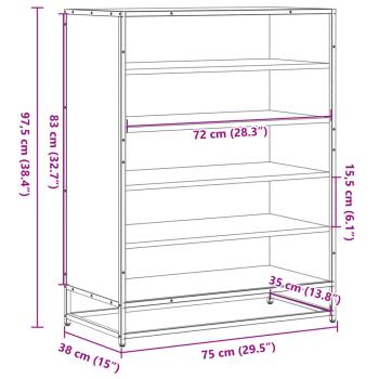 Schuhschrank Sonoma Eiche 75x38x97,5 cm Holzwerkstoff Metall