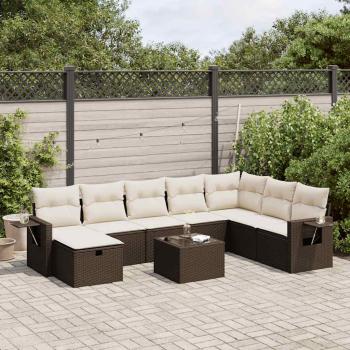 ARDEBO.de - 9-tlg. Garten-Sofagarnitur mit Kissen Braun Poly Rattan