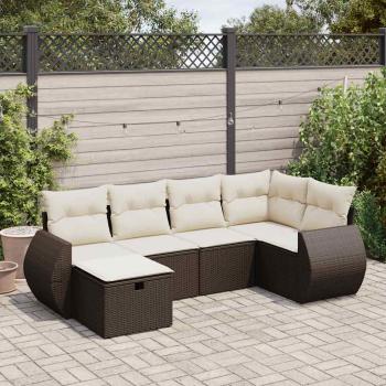 ARDEBO.de - 6-tlg. Garten-Sofagarnitur mit Kissen Braun Poly Rattan