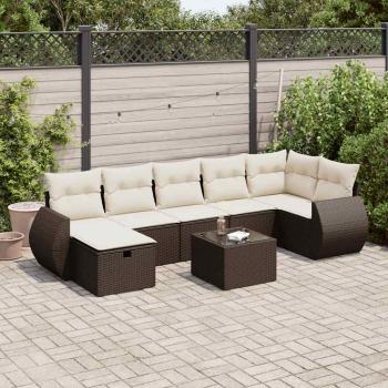 ARDEBO.de - 8-tlg. Garten-Sofagarnitur mit Kissen Braun Poly Rattan