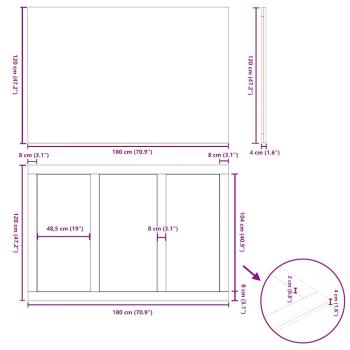 Tischplatte Hellbraun 180x120x4,2cm Massivholz Eiche Rechteckig