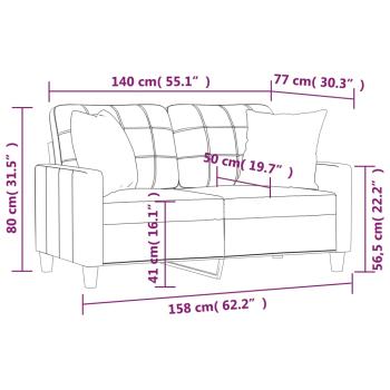 2-Sitzer-Sofa mit Zierkissen Creme 140 cm Kunstleder