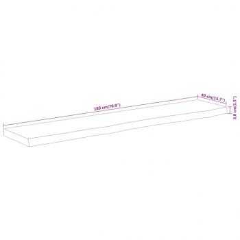 Tischplatte 180x40x3,8cm Rechteckig Massivholz Akazie Baumkante