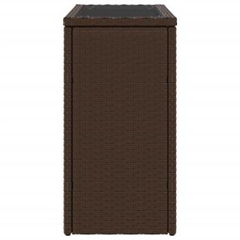 Garten-Beistelltisch mit Glasplatte Braun 58x27,5x55 cm Rattan