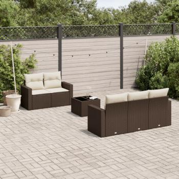 ARDEBO.de - 6-tlg. Garten-Sofagarnitur mit Kissen Braun Poly Rattan