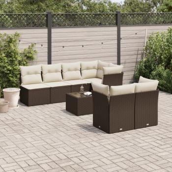 ARDEBO.de - 8-tlg. Garten-Sofagarnitur mit Kissen Braun Poly Rattan