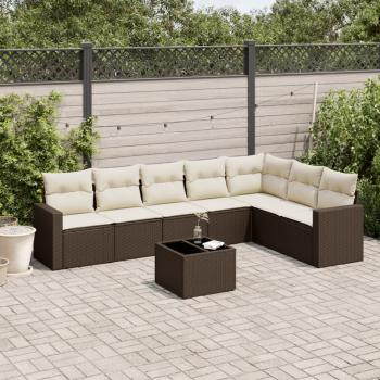 ARDEBO.de - 8-tlg. Garten-Sofagarnitur mit Kissen Braun Poly Rattan