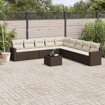 ARDEBO.de - 10-tlg. Garten-Sofagarnitur mit Kissen Braun Poly Rattan