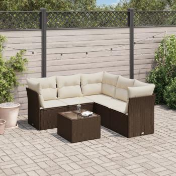 ARDEBO.de - 6-tlg. Garten-Sofagarnitur mit Kissen Braun Poly Rattan