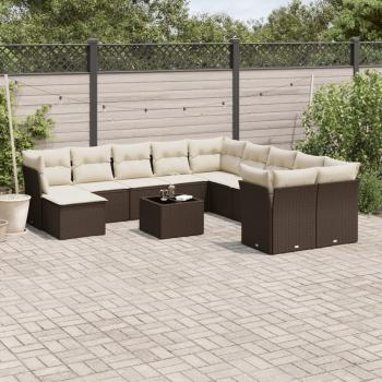 ARDEBO.de - 12-tlg. Garten-Sofagarnitur mit Kissen Braun Poly Rattan