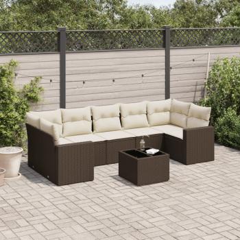 ARDEBO.de - 8-tlg. Garten-Sofagarnitur mit Kissen Braun Poly Rattan