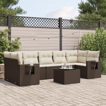ARDEBO.de - 8-tlg. Garten-Sofagarnitur mit Kissen Braun Poly Rattan