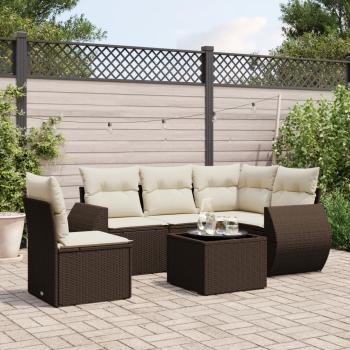 ARDEBO.de - 6-tlg. Garten-Sofagarnitur mit Kissen Braun Poly Rattan