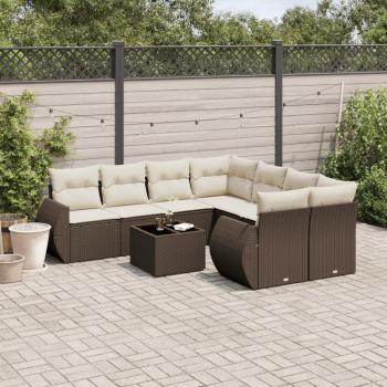 ARDEBO.de - 9-tlg. Garten-Sofagarnitur mit Kissen Braun Poly Rattan