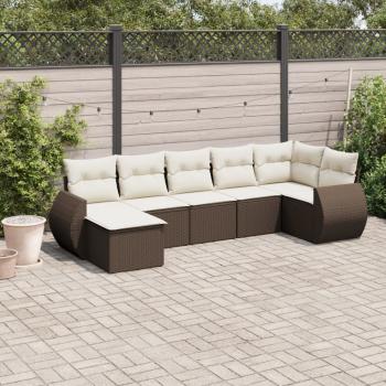 ARDEBO.de - 7-tlg. Garten-Sofagarnitur mit Kissen Braun Poly Rattan