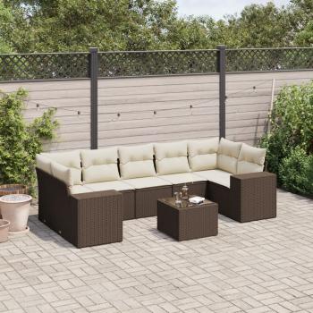 ARDEBO.de - 8-tlg. Garten-Sofagarnitur mit Kissen Braun Poly Rattan