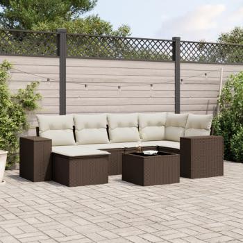 ARDEBO.de - 7-tlg. Garten-Sofagarnitur mit Kissen Braun Poly Rattan