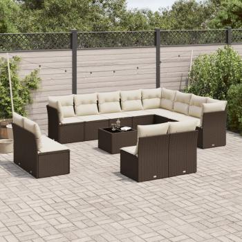 ARDEBO.de - 13-tlg. Garten-Sofagarnitur mit Kissen Braun Poly Rattan