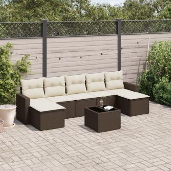 ARDEBO.de - 8-tlg. Garten-Sofagarnitur mit Kissen Braun Poly Rattan
