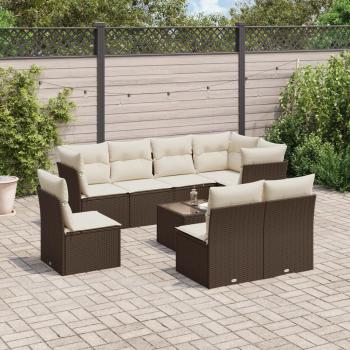 ARDEBO.de - 9-tlg. Garten-Sofagarnitur mit Kissen Braun Poly Rattan