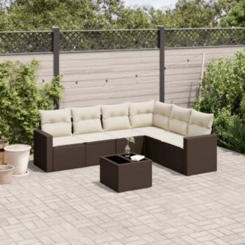 ARDEBO.de - 7-tlg. Garten-Sofagarnitur mit Kissen Braun Poly Rattan