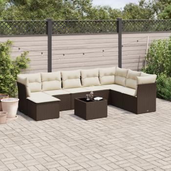 ARDEBO.de - 9-tlg. Garten-Sofagarnitur mit Kissen Braun Poly Rattan