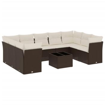ARDEBO.de - 10-tlg. Garten-Sofagarnitur mit Kissen Braun Poly Rattan