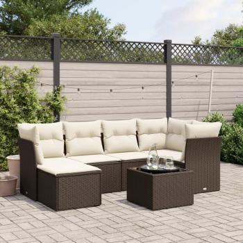 ARDEBO.de - 7-tlg. Garten-Sofagarnitur mit Kissen Braun Poly Rattan