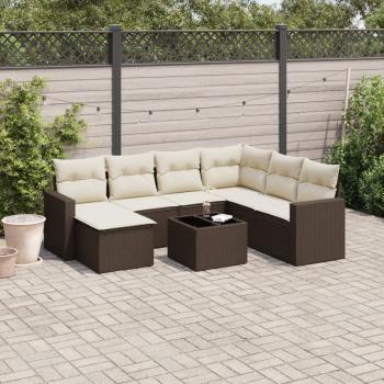 ARDEBO.de - 8-tlg. Garten-Sofagarnitur mit Kissen Braun Poly Rattan