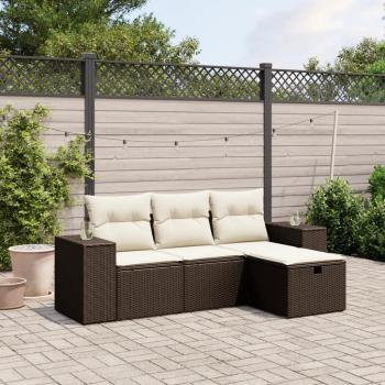 ARDEBO.de - 4-tlg. Garten-Sofagarnitur mit Kissen Braun Poly Rattan