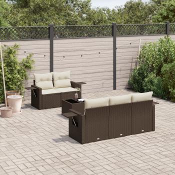 ARDEBO.de - 6-tlg. Garten-Sofagarnitur mit Kissen Braun Poly Rattan