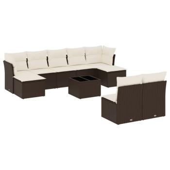 ARDEBO.de - 10-tlg. Garten-Sofagarnitur mit Kissen Braun Poly Rattan