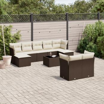 ARDEBO.de - 10-tlg. Garten-Sofagarnitur mit Kissen Braun Poly Rattan
