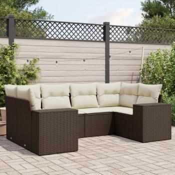 ARDEBO.de - 6-tlg. Garten-Sofagarnitur mit Kissen Braun Poly Rattan