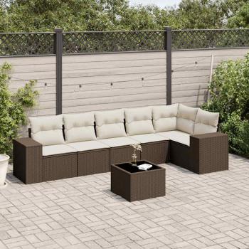 ARDEBO.de - 7-tlg. Garten-Sofagarnitur mit Kissen Braun Poly Rattan