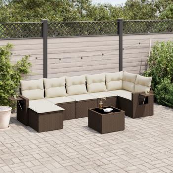 ARDEBO.de - 8-tlg. Garten-Sofagarnitur mit Kissen Braun Poly Rattan