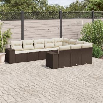 ARDEBO.de - 10-tlg. Garten-Sofagarnitur mit Kissen Braun Poly Rattan