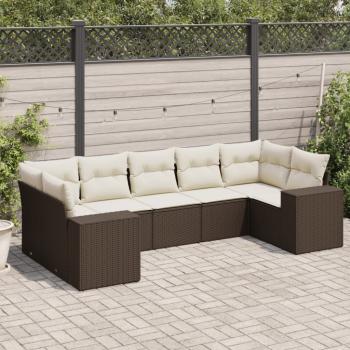 ARDEBO.de - 7-tlg. Garten-Sofagarnitur mit Kissen Braun Poly Rattan