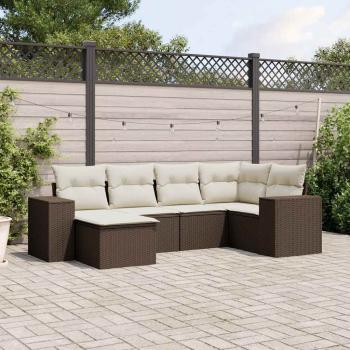 ARDEBO.de - 6-tlg. Garten-Sofagarnitur mit Kissen Braun Poly Rattan