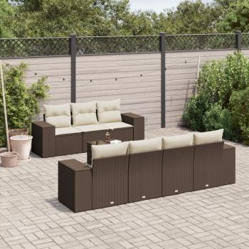 ARDEBO.de - 8-tlg. Garten-Sofagarnitur mit Kissen Braun Poly Rattan